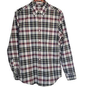 J. Crew Mens Classic Plaid Button-Down Shirt Small‎ Red Yellow Blue Long Sleeve